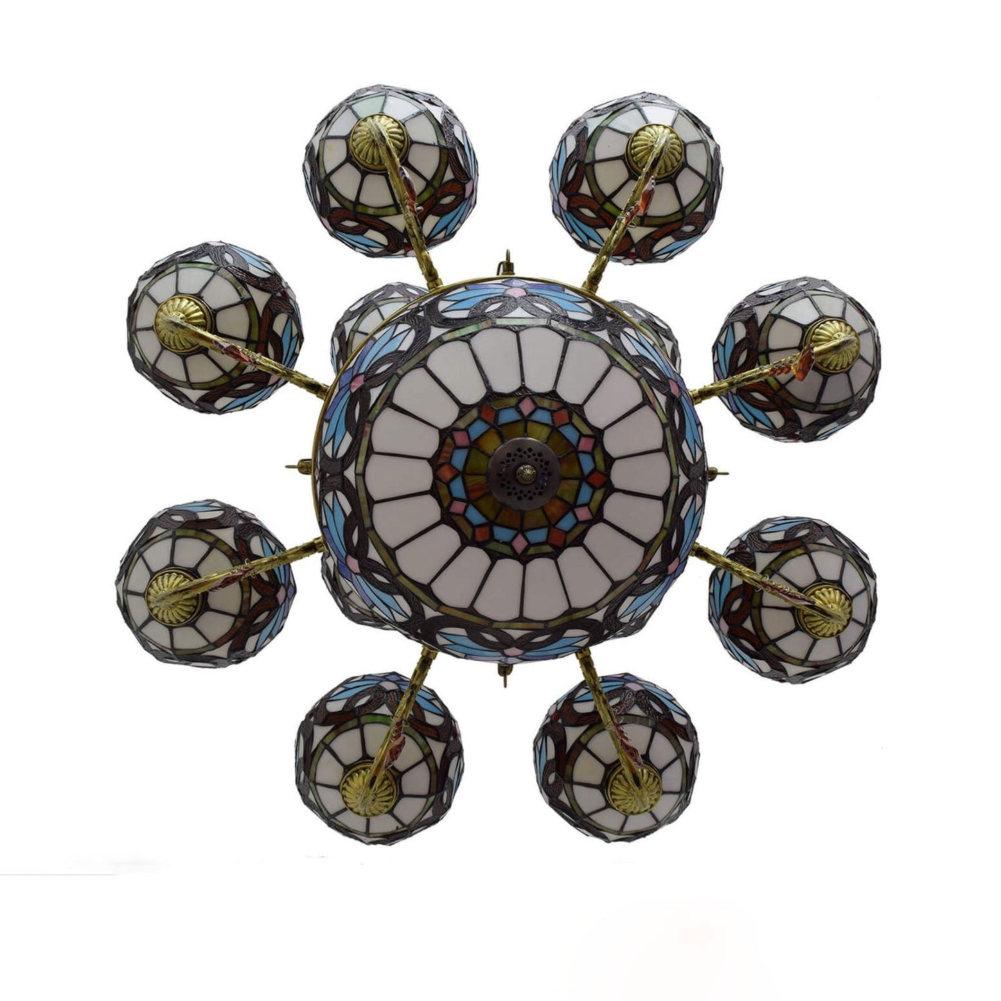 European Style Tiffany Love Baroque Stained Glass 15-Light Chandelier