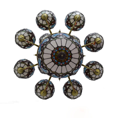 European Style Tiffany Love Baroque Stained Glass 15-Light Chandelier