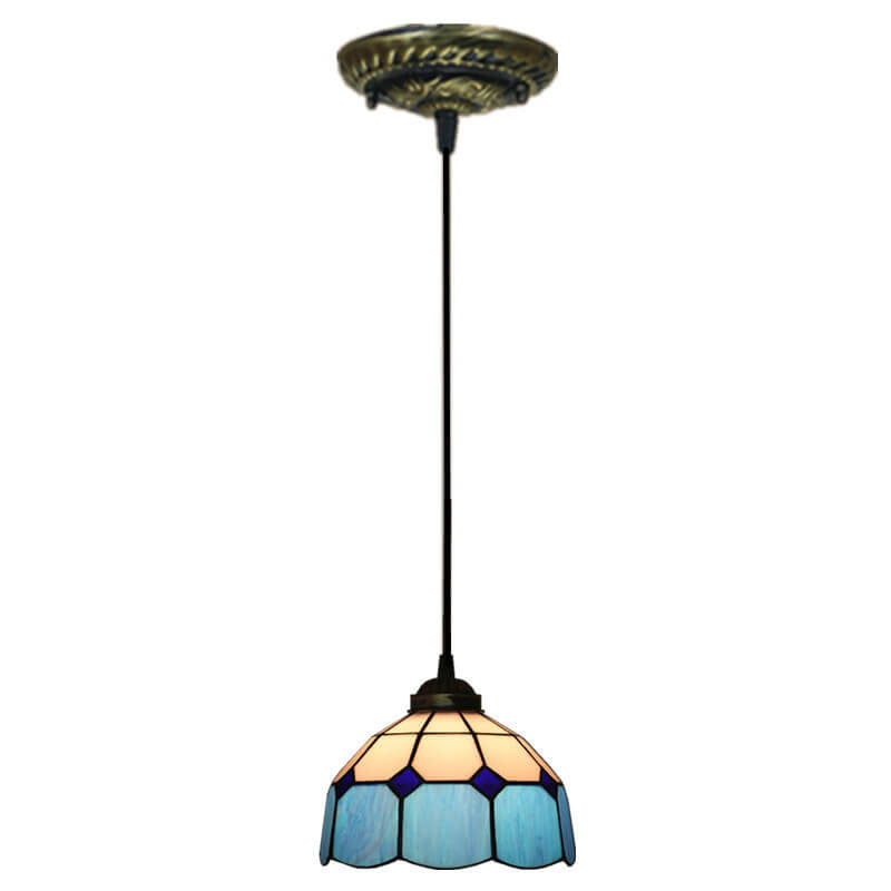 Tiffany Stained Glass Dome Shade European 1-Light Pendant Light