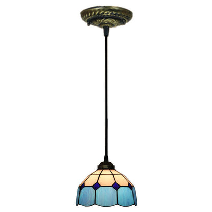 Tiffany Stained Glass Dome Shade European 1-Light Pendant Light