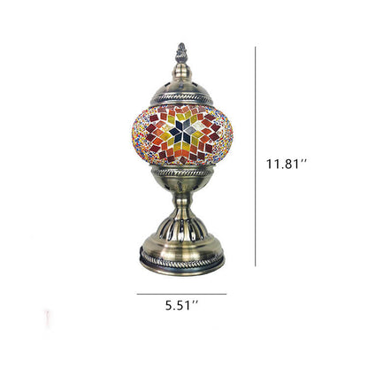 Vintage Turkish Stained Glass Globe Shade 1-Light Table Lamp