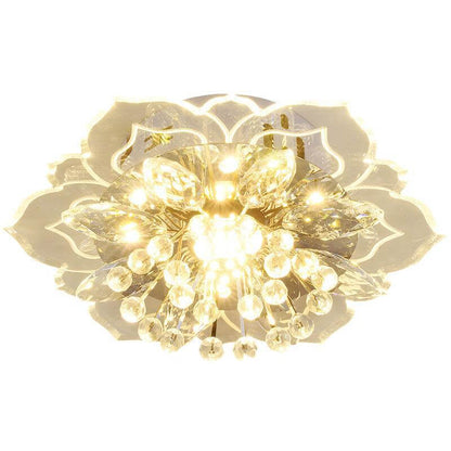 Modern Crystal Flower Shape LED Flush Mount Ceiling Light