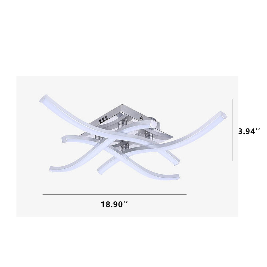 Minimalist Line Wave Aluminum LED Semi-Flush Mount Ceiling Light