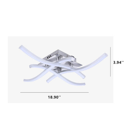Minimalist Line Wave Aluminum LED Semi-Flush Mount Ceiling Light