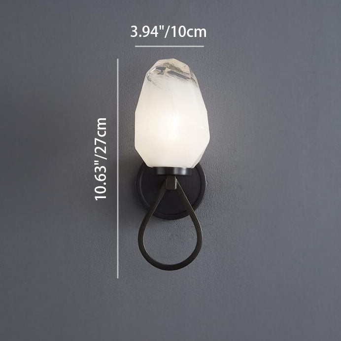 Modern Luxury Brass Geometrical Glass Shade 1-Light Wall Sconce Lamp For Bedroom