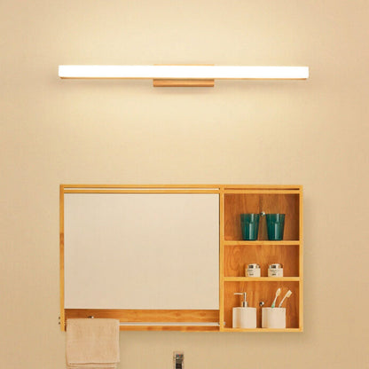 Nordic Minimalist Wooden Long Strip Vanity Light LED Wall Sconce Lamp