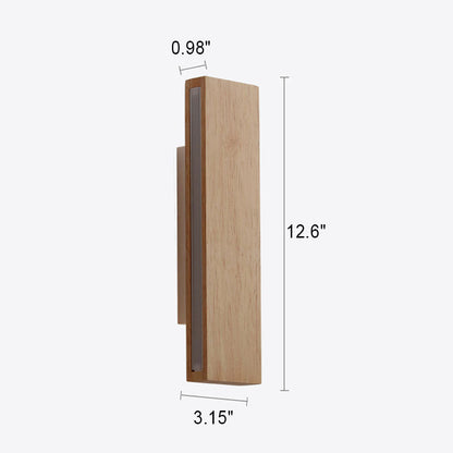 Japanese Minimalist Log Rectangular Flat Rotatable LED Wall Sconce Lamp
