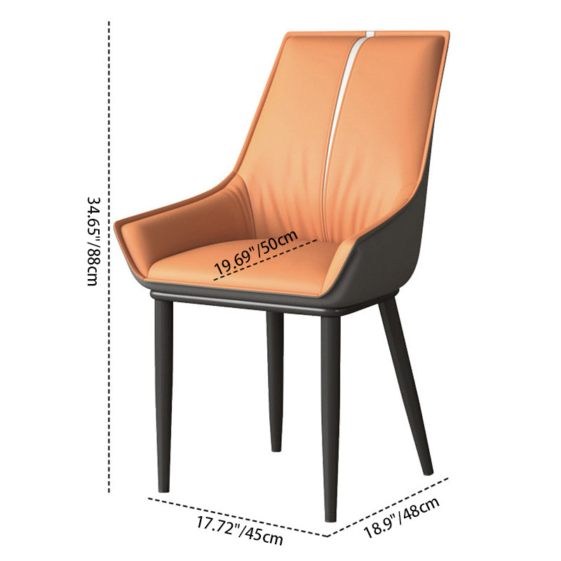 Contemporary Nordic Square Faux Leather Upholstered Dining Chair Backrest Armrest For Dining Room