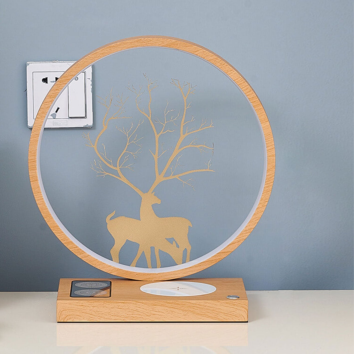 Creative Round Deer Design LED Wireless Charging Touch Decorative Table Lamp