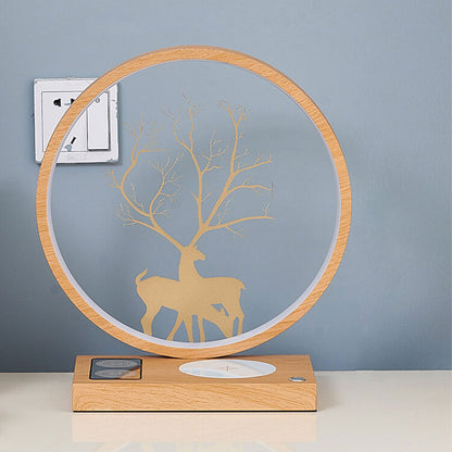Creative Round Deer Design LED Wireless Charging Touch Decorative Table Lamp