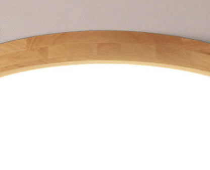Nordic Solid Wood Round Ultra-Thin LED Flush Mount Ceiling Light