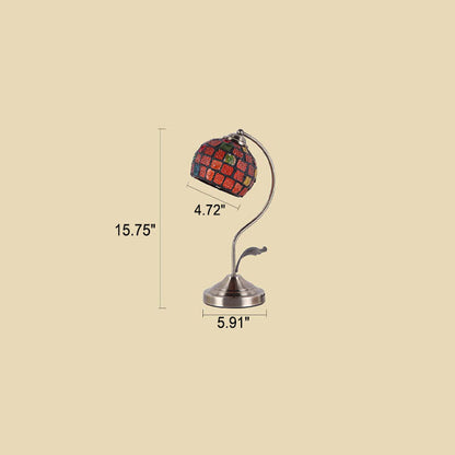 European Vintage Tiffany Round Head Glass Hardware 1-Light Table Lamp