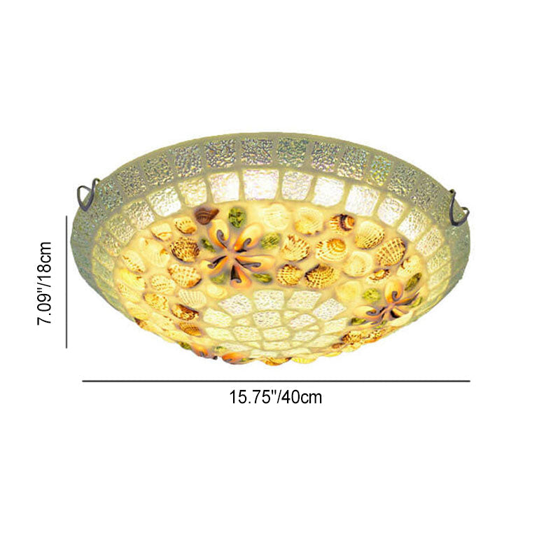 Tiffany Creative Mosaic Shells 1-Light Flush Mount Ceiling Light