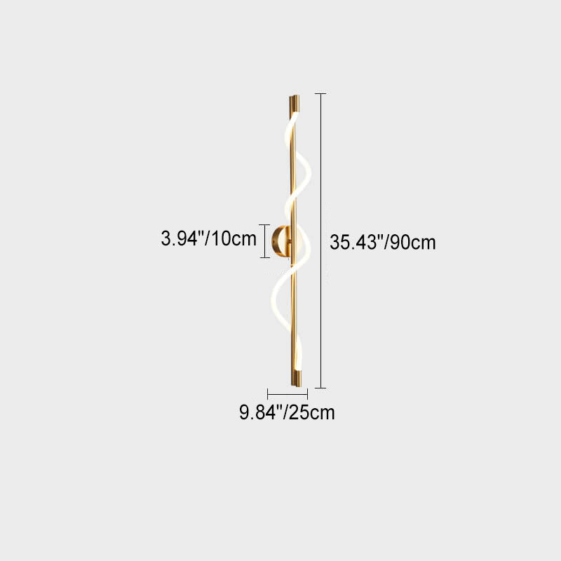 Modern Minimalist Twist Curve Long Bar Copper LED Wall Sconce Lamp