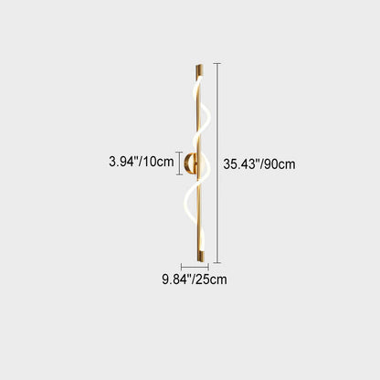Modern Minimalist Twist Curve Long Bar Copper LED Wall Sconce Lamp