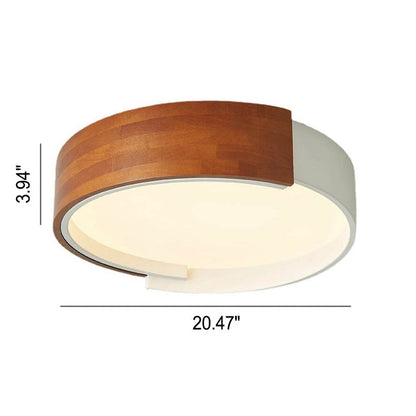 Nordic Creative Half Round Wooden Round LED Flush Mount Light