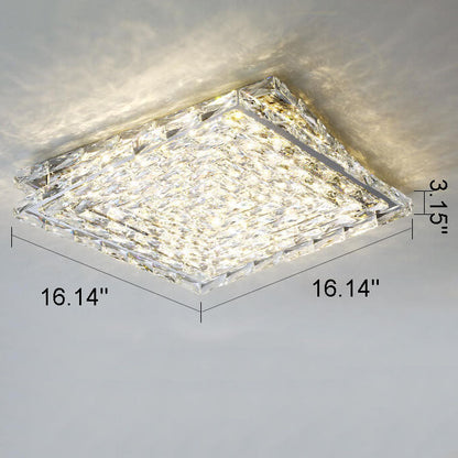 Modern Luxury Crystal Square LED Flush Mount Ceiling Light