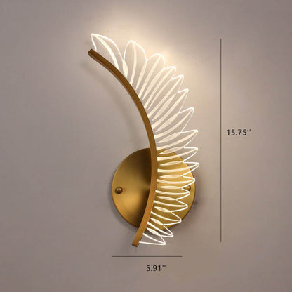 Modern Acrylic Feather Gold Copper LED Wall Sconce Lamp