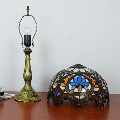 Tiffany Stained Glass European Flower 1-Light Table Lamp