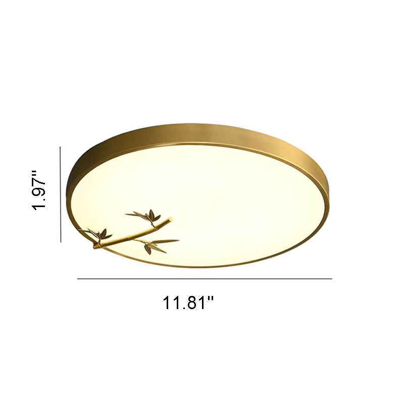 Modern Round Bamboo Pattern LED Flush Mount Ceiling Light