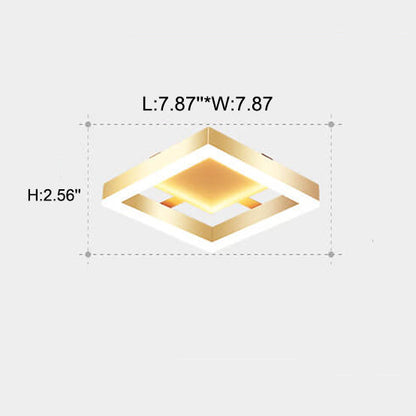 Modern Creative Square Round LED Semi-Flush Mount Ceiling Light