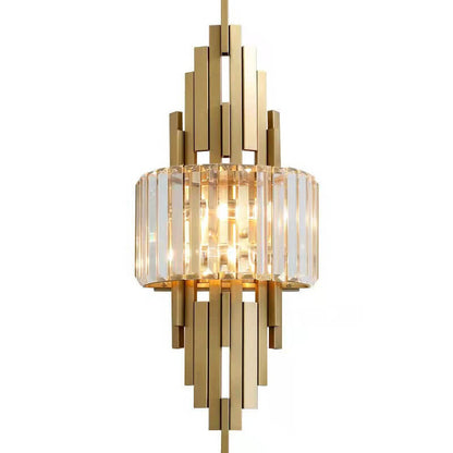 Modern Luxury Crystal Columnar 2-Light Wall Sconce Lamp