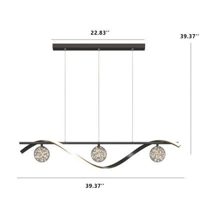 Modern Creative Curve Long Striped Glass Ball LED Chandelier