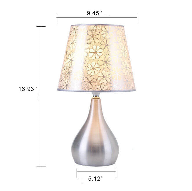 Simple Fabric Lampshade Silver Base 1-Light Table Lamp