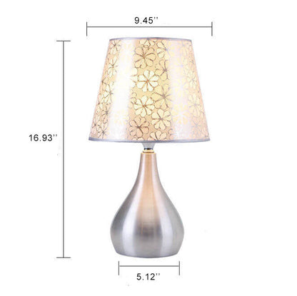 Simple Fabric Lampshade Silver Base 1-Light Table Lamp