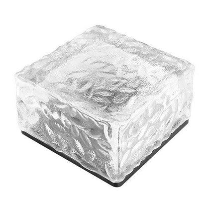 Solar LED Ice Brick Waterproof Glass Ground Light Garden Light