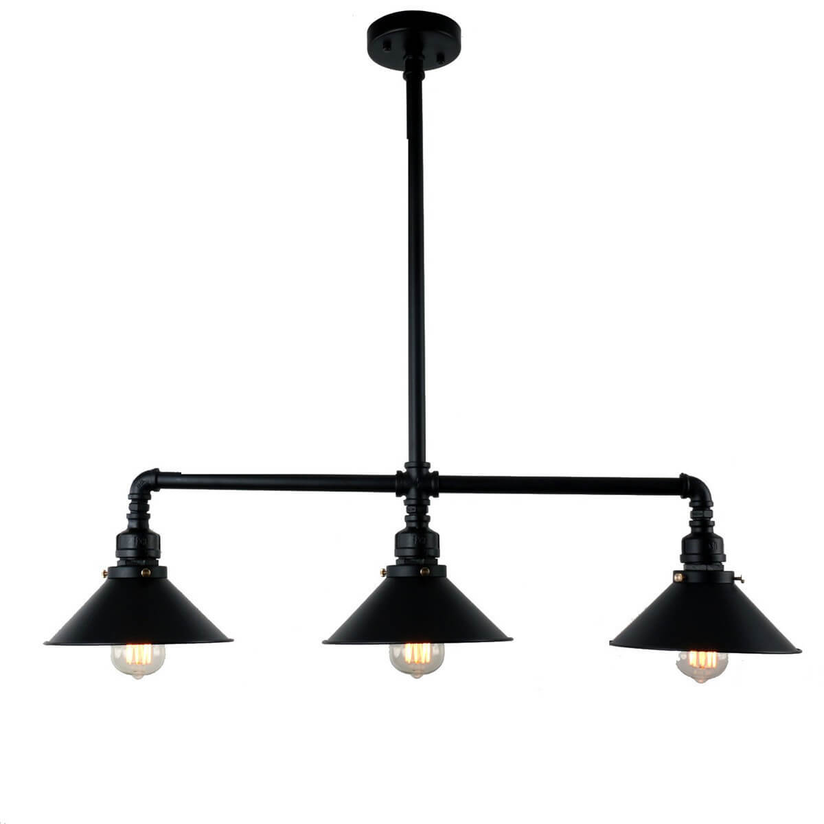 Vintage Industrial Water Pipe Pot Lid Shade 3-Light Chandelier