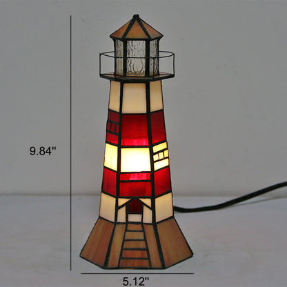 Tiffany Creative Tower Light Stained Glass 1-Light Table Lamp