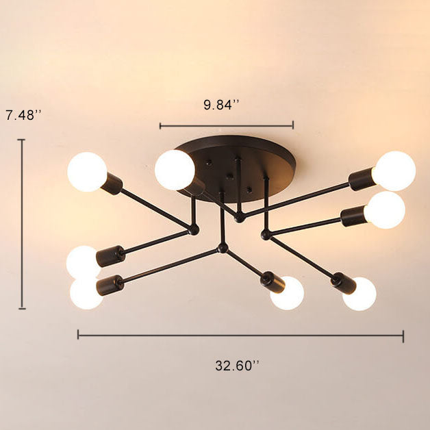 Industrial Concise Linear 6/8-Light Semi-Flush Mount Lighting