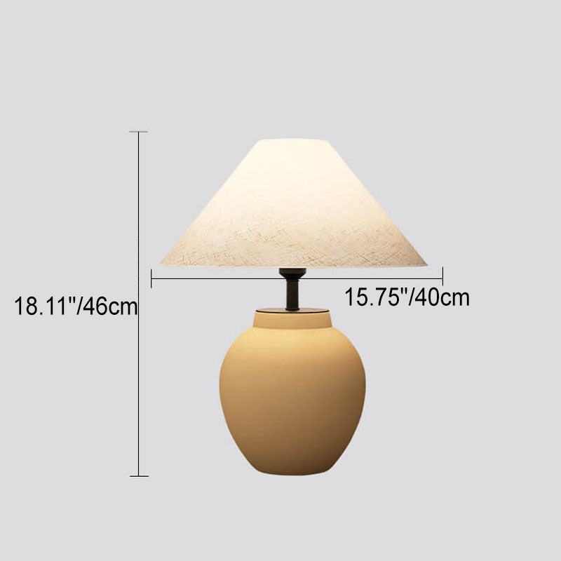 Modern Japanese Metal Ceramic Pot 1-Light Table Lamp