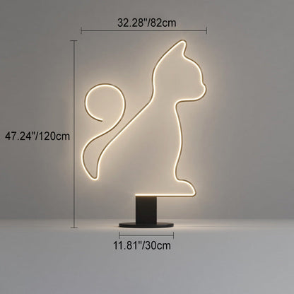 Contemporary Creative Iron Aluminum Acrylic Cat Dog LED Standing Floor Lamp For Bedroom