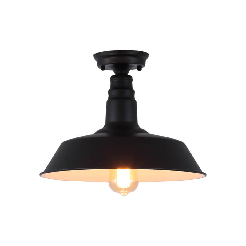 Industrial Retro Iron Barn 1-Light Semi-Flush Mount Ceiling Light