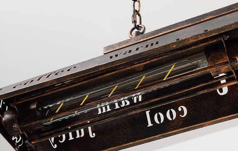 Industrial Vintage Iron Rectangular 2-Light Chandelier