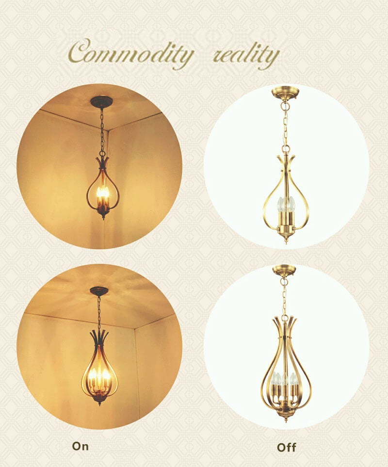 Vintage Brass Oval Shape 3/5 Light Chandelier