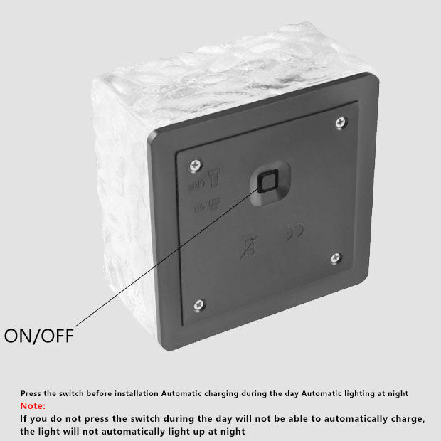 Solar LED Ice Brick Waterproof Glass Ground Light Garden Light
