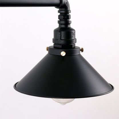 Vintage Industrial Water Pipe Pot Lid Shade 3-Light Chandelier