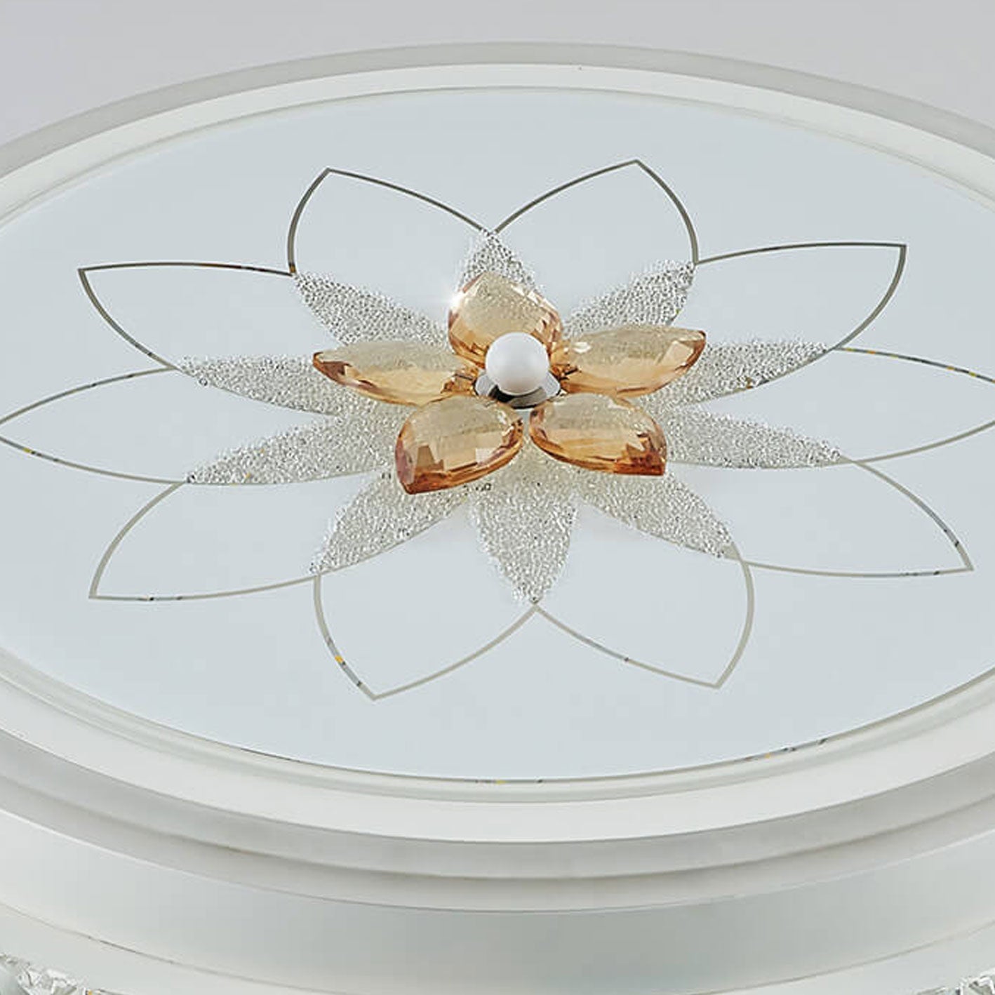 European Crystal Round Flower Design LED Flush Mount Ceiling Light