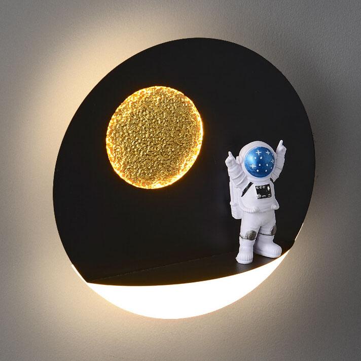 クリエイティブな宇宙飛行士樹脂アクリル1灯LED円形壁取り付け用燭台ランプ