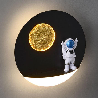 クリエイティブな宇宙飛行士樹脂アクリル1灯LED円形壁取り付け用燭台ランプ
