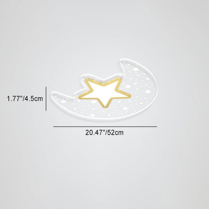 Contemporary Creative Star Moon Aluminium Acrylic LED Flush Mount Ceiling Light For Bedroom