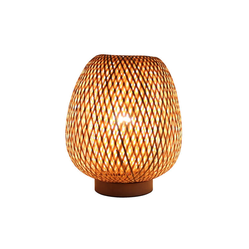 Modern Bamboo Weaving Round 1-Light Decorative Table Lamp