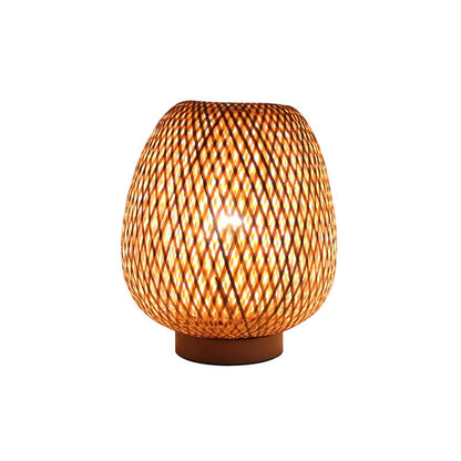 Modern Bamboo Weaving Round 1-Light Decorative Table Lamp