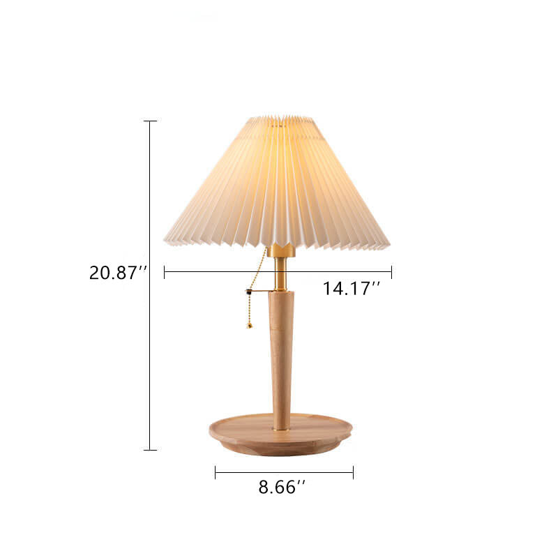 Retro Pleated Pull Cord Switch 1-Light Table Lamp