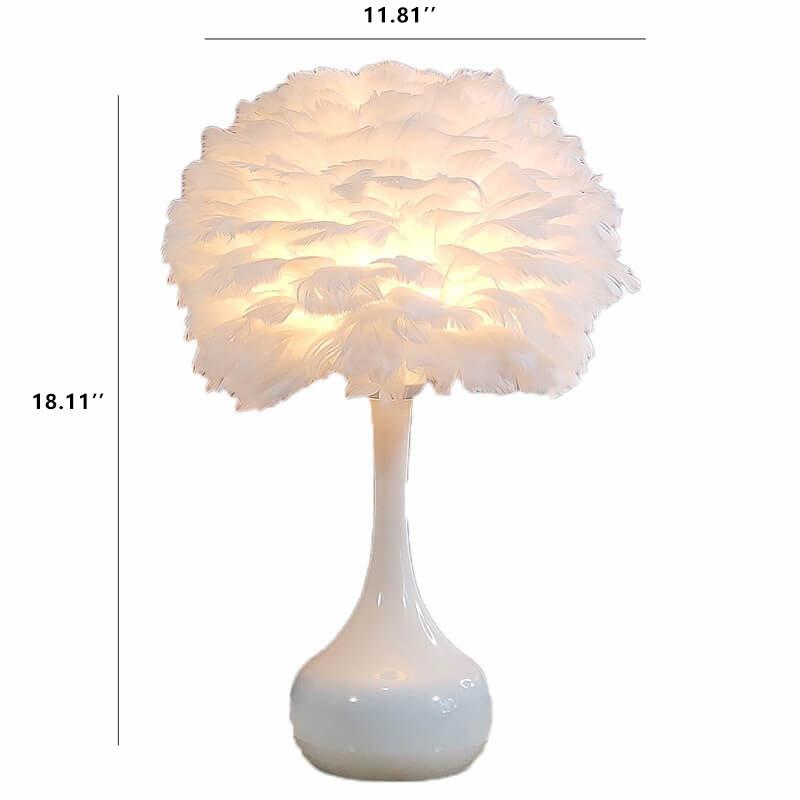 Modern Feather 1-Light Globe Teardrop Base Table Lamp