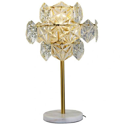 Modern Snowflake Glass Shade 2-Light Marble Base Table Lamp