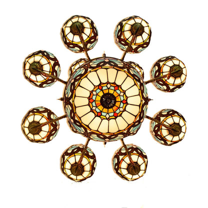 European Style Tiffany Love Baroque Stained Glass 15-Light Chandelier